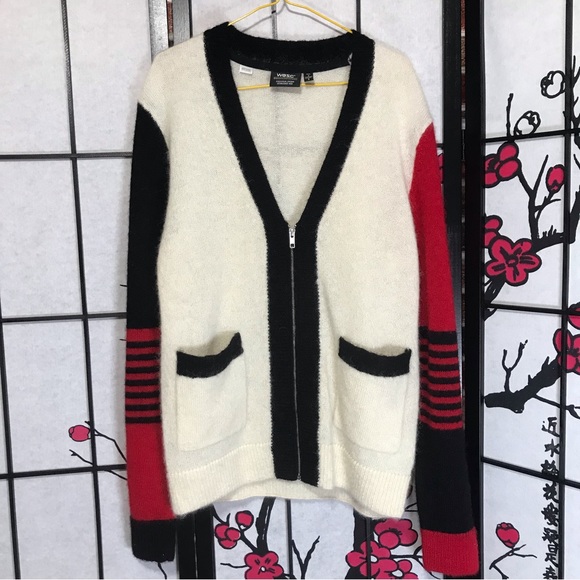 🐲💙WESC color blocked wool-mohair blend Unisex Knitted sweater - Picture 10 of 10